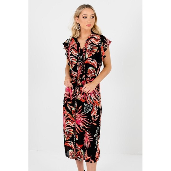 Valentines Red Floral Midi Dress M - Picture 7 of 8